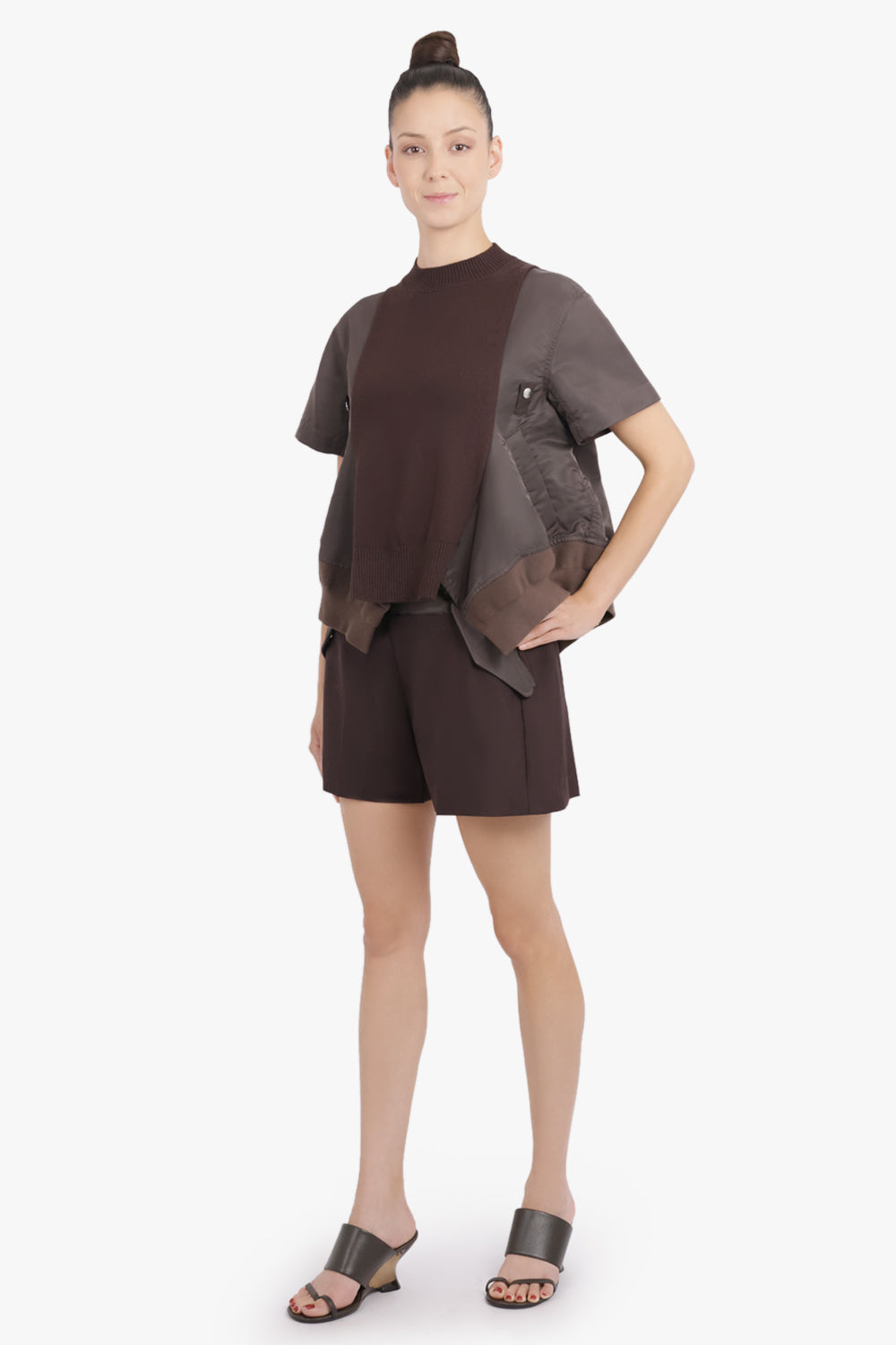 SACAI RTW Suiting Contrast Short | Brown