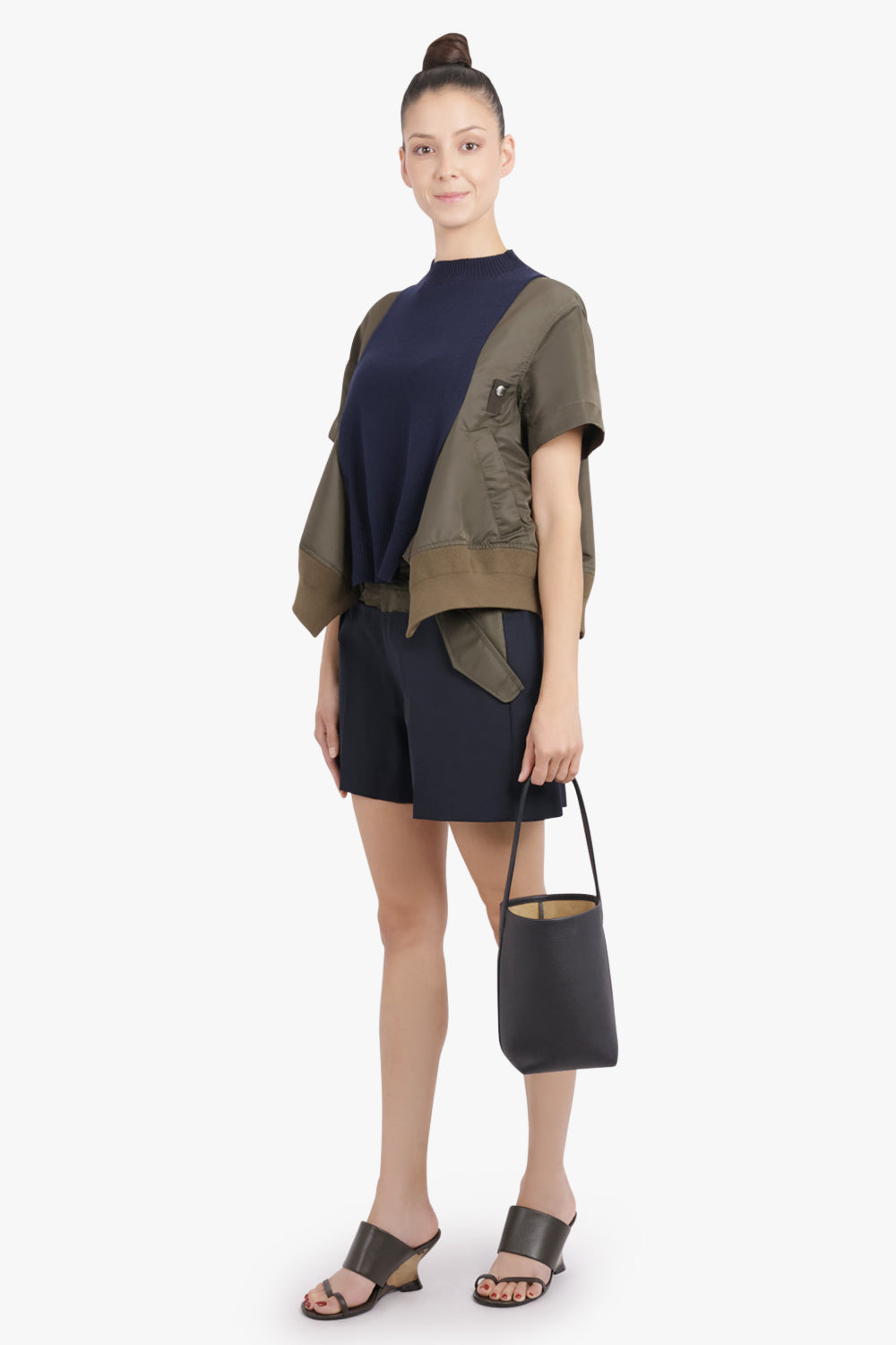 SACAI RTW Suiting Contrast Short | Navy/Khaki