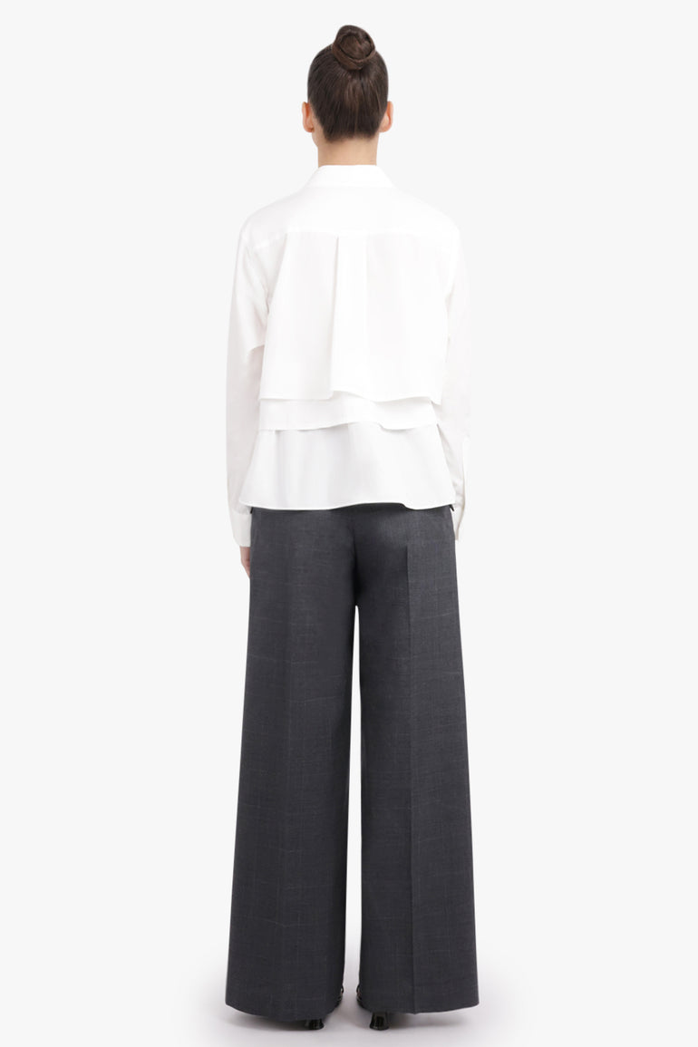 SACAI RTW Layered L/S Ruffle Shirt | Off White