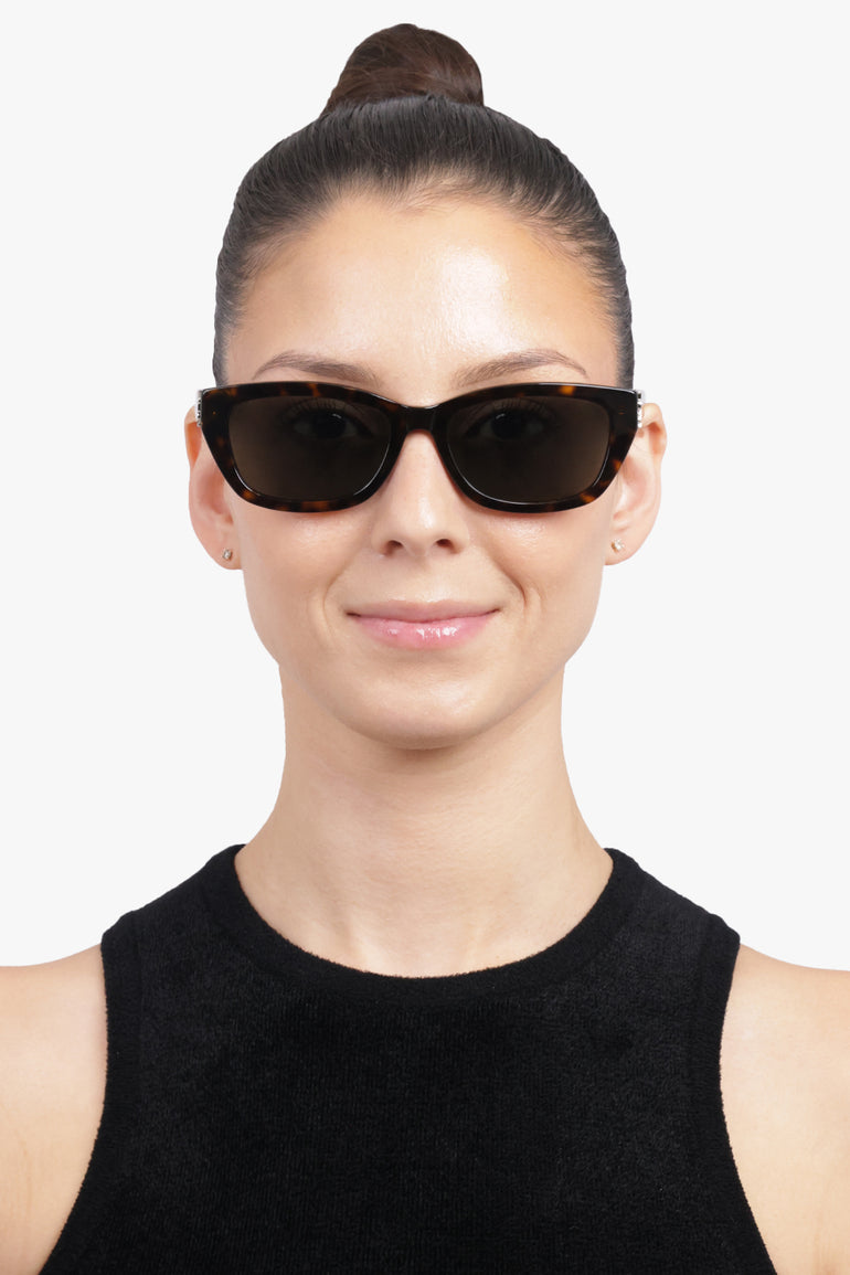 SAINT LAURENT ACCESSORIES BROWN 127/F Sunglasses | Dark Havana