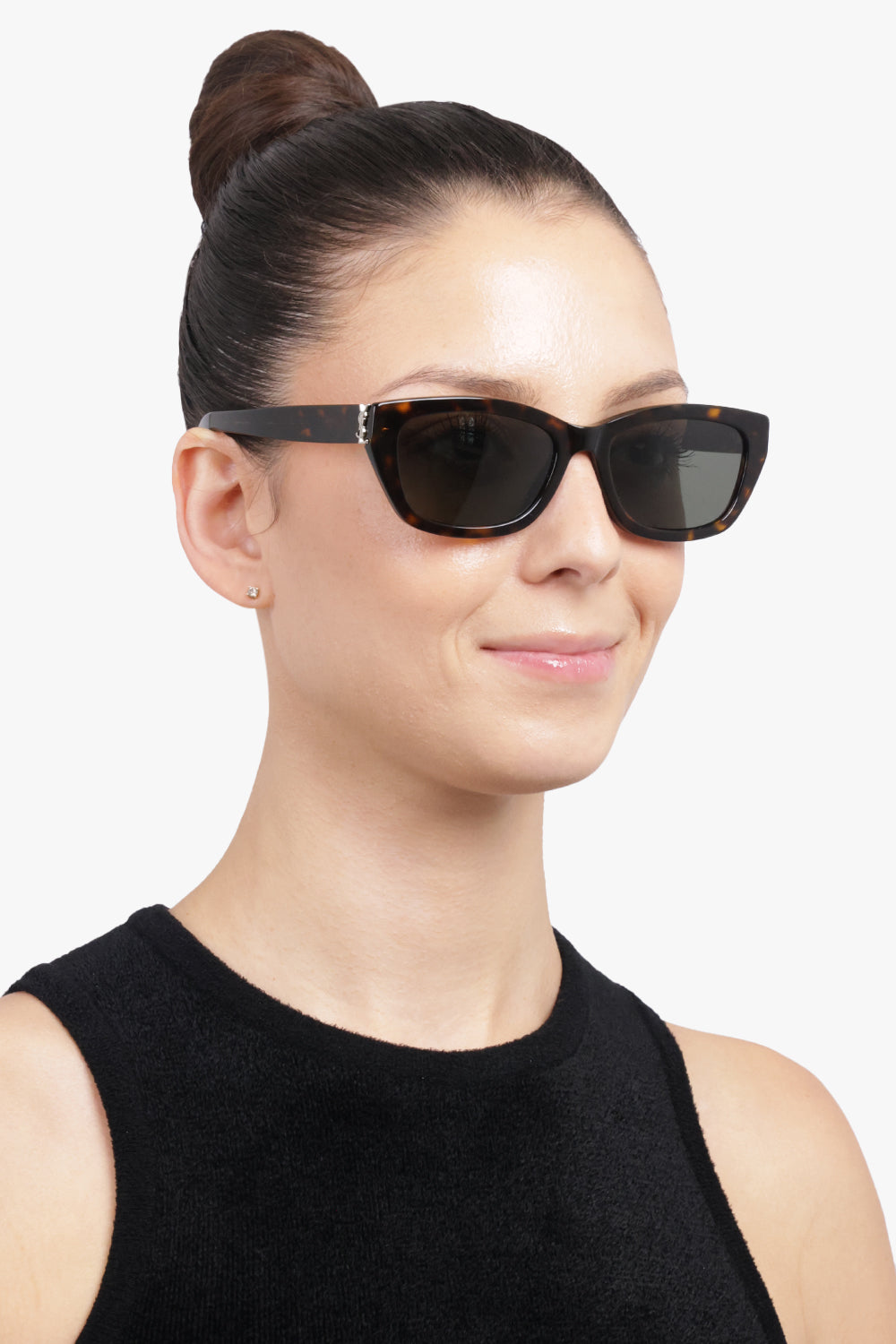 SAINT LAURENT ACCESSORIES BROWN 127/F Sunglasses | Dark Havana