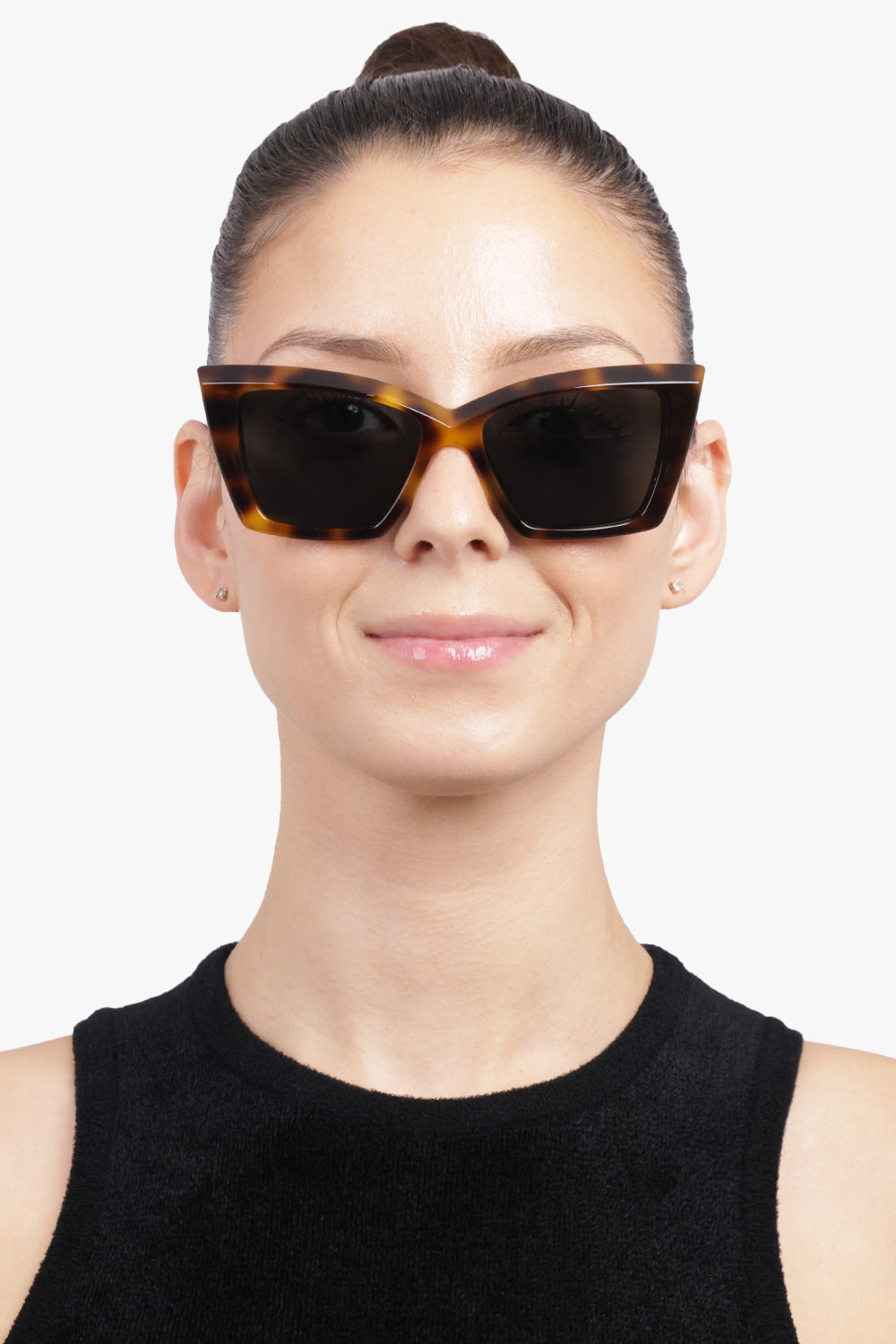 SAINT LAURENT ACCESSORIES BROWN / Havana Brown/Grey SL 276 Mica Cat Eye Sunglasses | Havana Brown/Grey