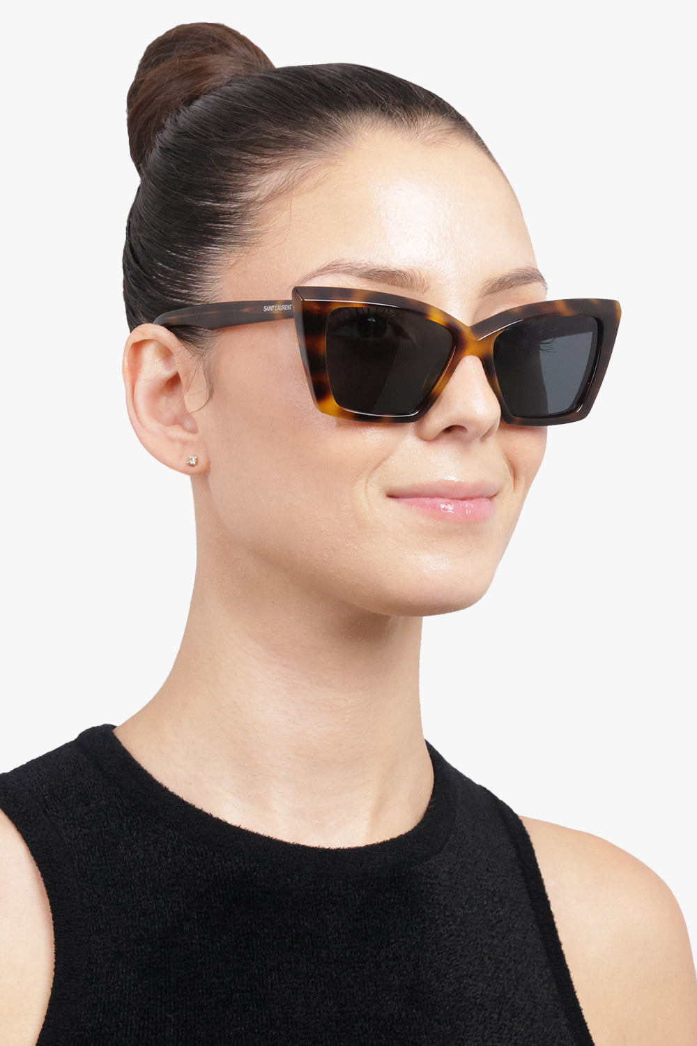 SAINT LAURENT ACCESSORIES BROWN / Havana Brown/Grey SL 276 Mica Cat Eye Sunglasses | Havana Brown/Grey