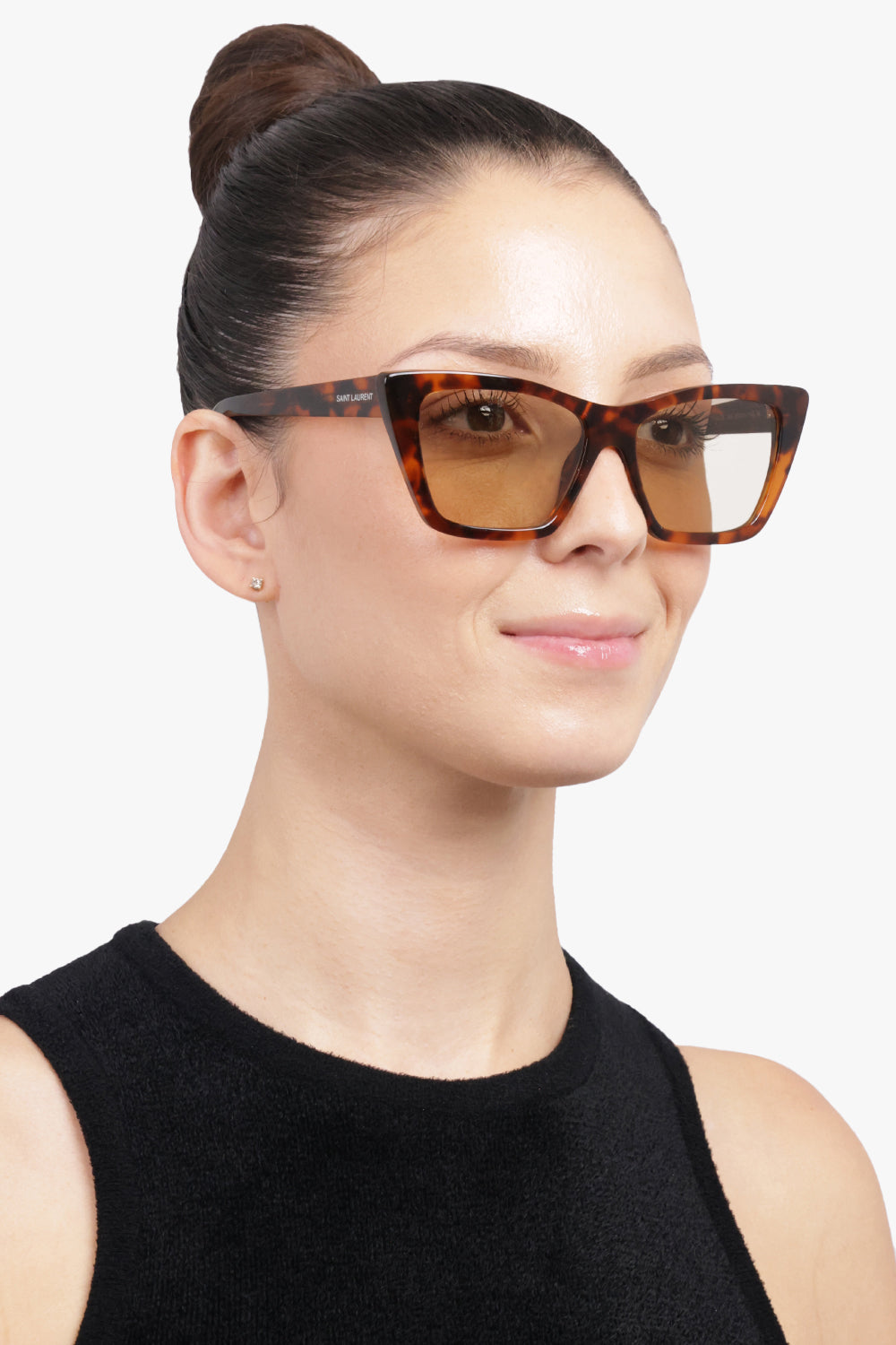 SAINT LAURENT ACCESSORIES BROWN / Spotted Havana SL 276 Mica Cat Eye Sunglasses | Spotted Havana