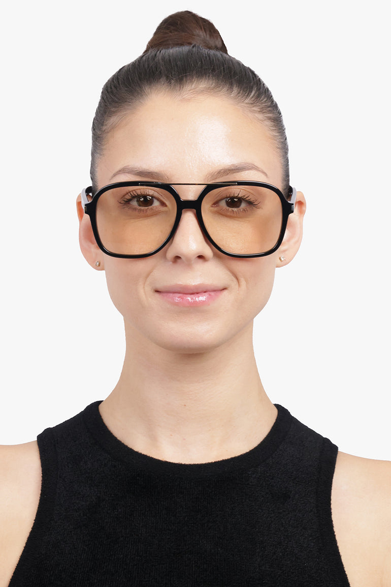 SAINT LAURENT ACCESSORIES BLACK / Black SL 545 Round Aviator Sunglasses | Black