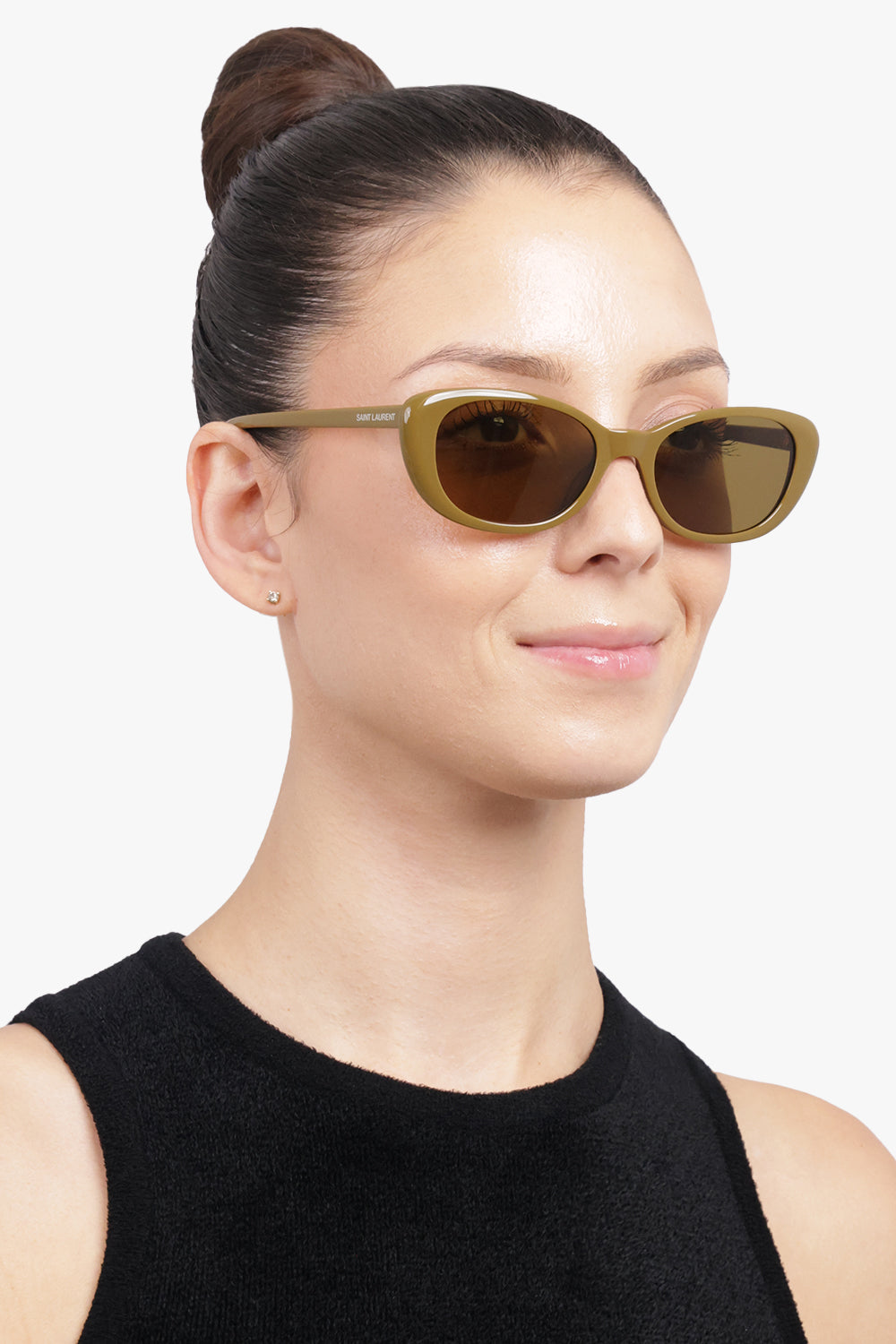 SAINT LAURENT ACCESSORIES BROWN / Licorice Brown SL 822 Rounded Cat Eye | Licorice Brown