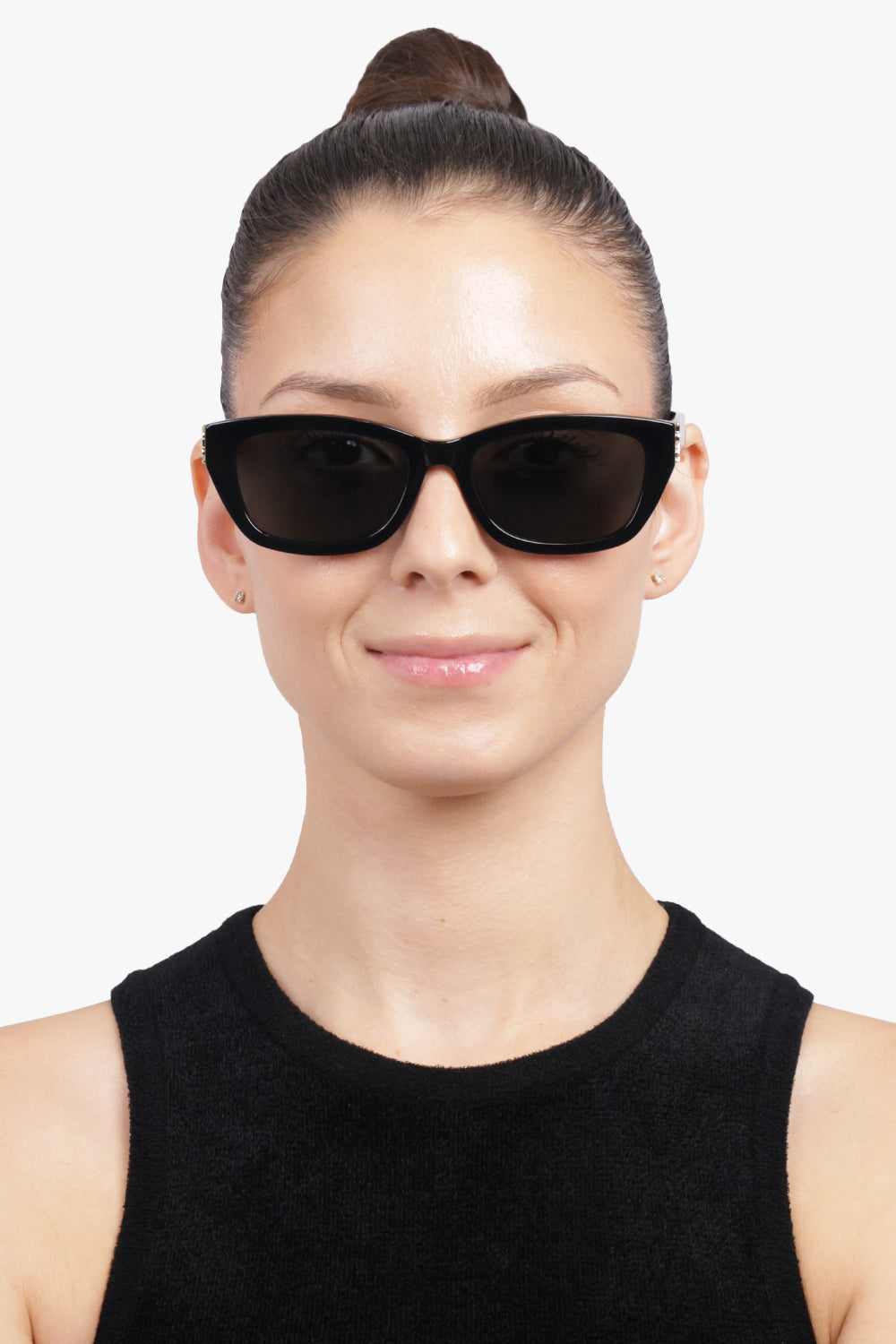 SAINT LAURENT ACCESSORIES BLACK / Black SL M153 Rectangular Monogramme Sunglasses | Black