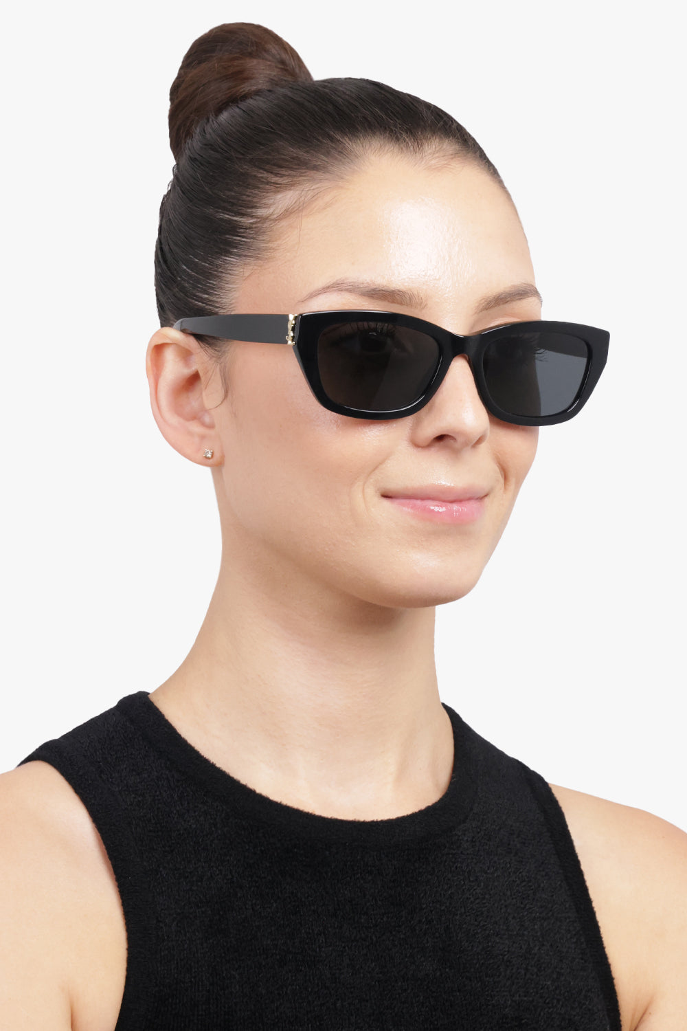 SAINT LAURENT ACCESSORIES BLACK / Black SL M153 Rectangular Monogramme Sunglasses | Black