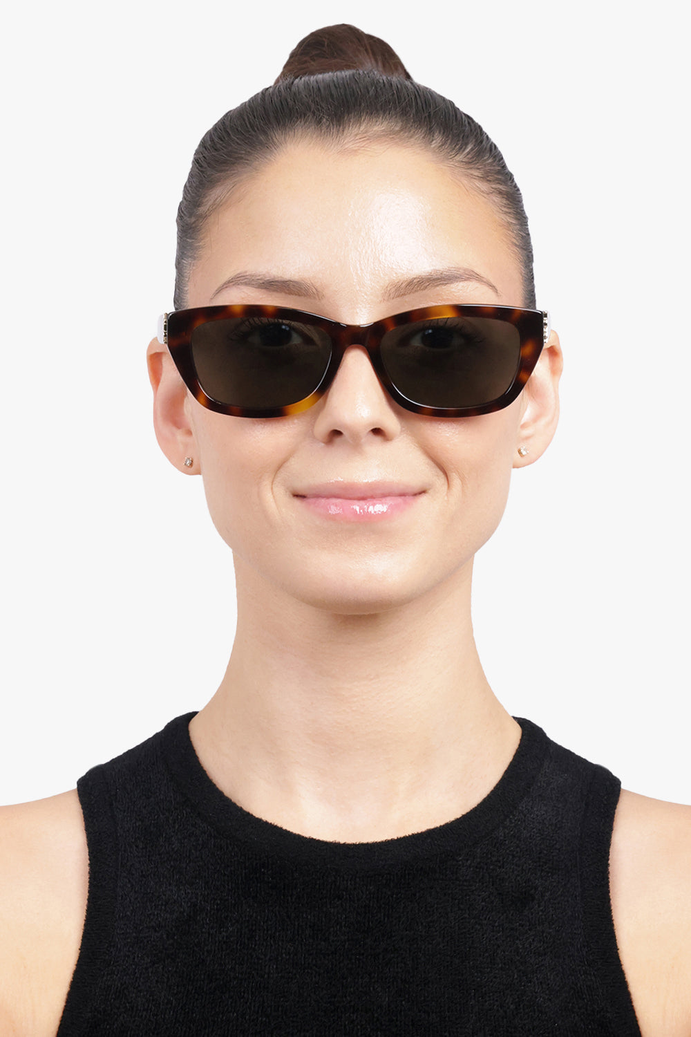 SAINT LAURENT ACCESSORIES BROWN / Havana Brown SL M153 Rectangular Monogramme Sunglasses | Havana Brown