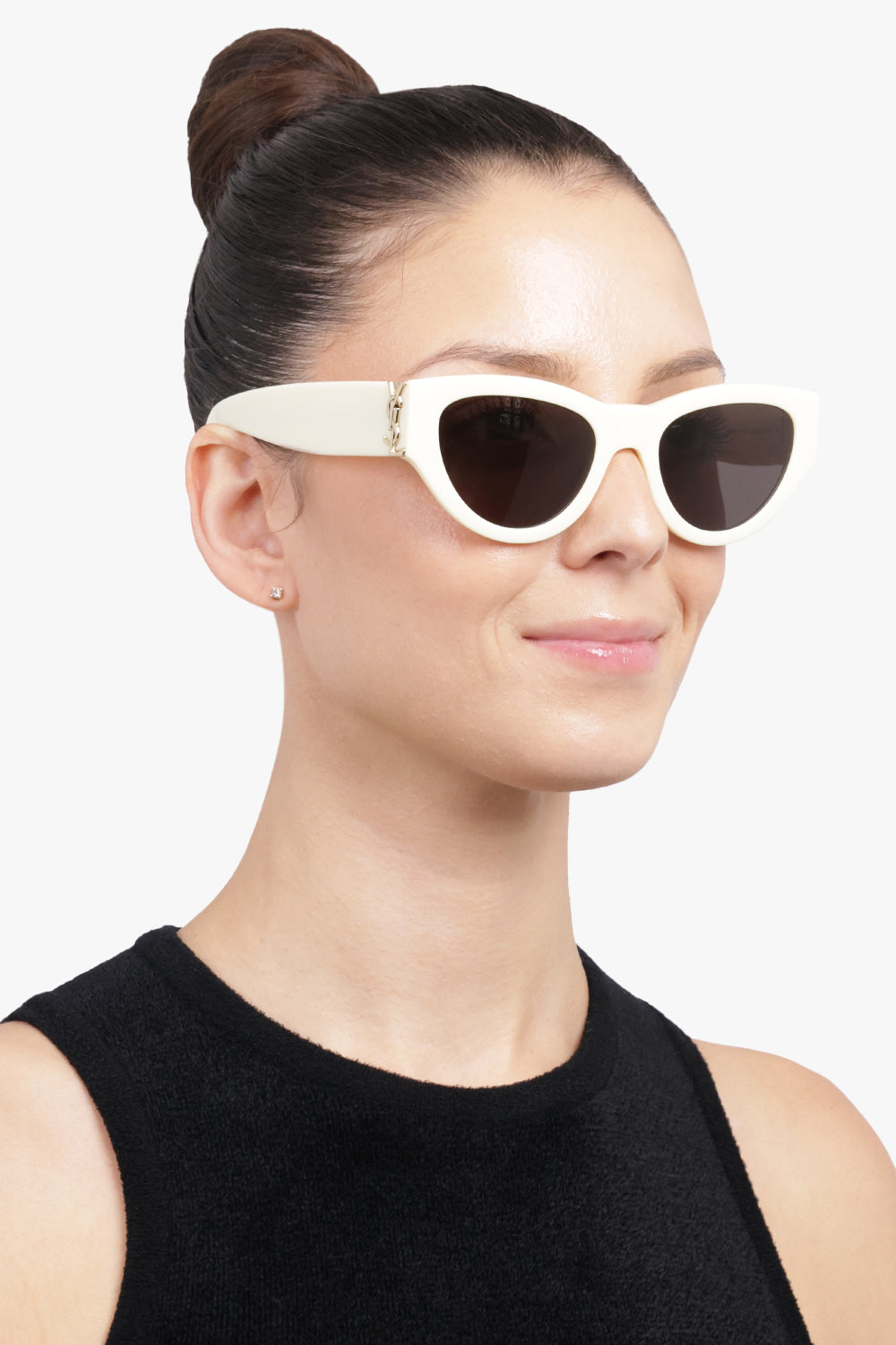 SAINT LAURENT ACCESSORIES NEUTRALS / Ivory SL M94 Cat Eye Monogramme Sunglasses | Ivory