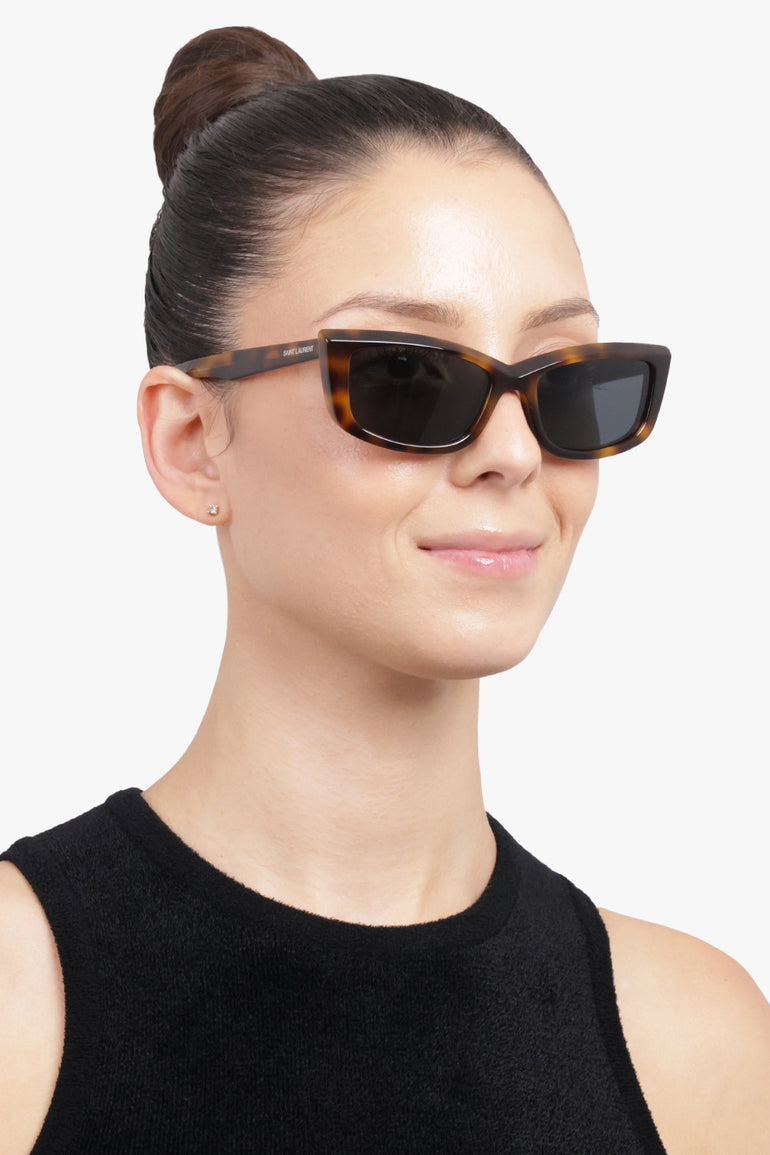 SAINT LAURENT ACCESSORIES BROWN / MEDIUM HAVANA/BLACK Sl 658 Cat Eye Acetate Sunglasses | Medium Havana/Black