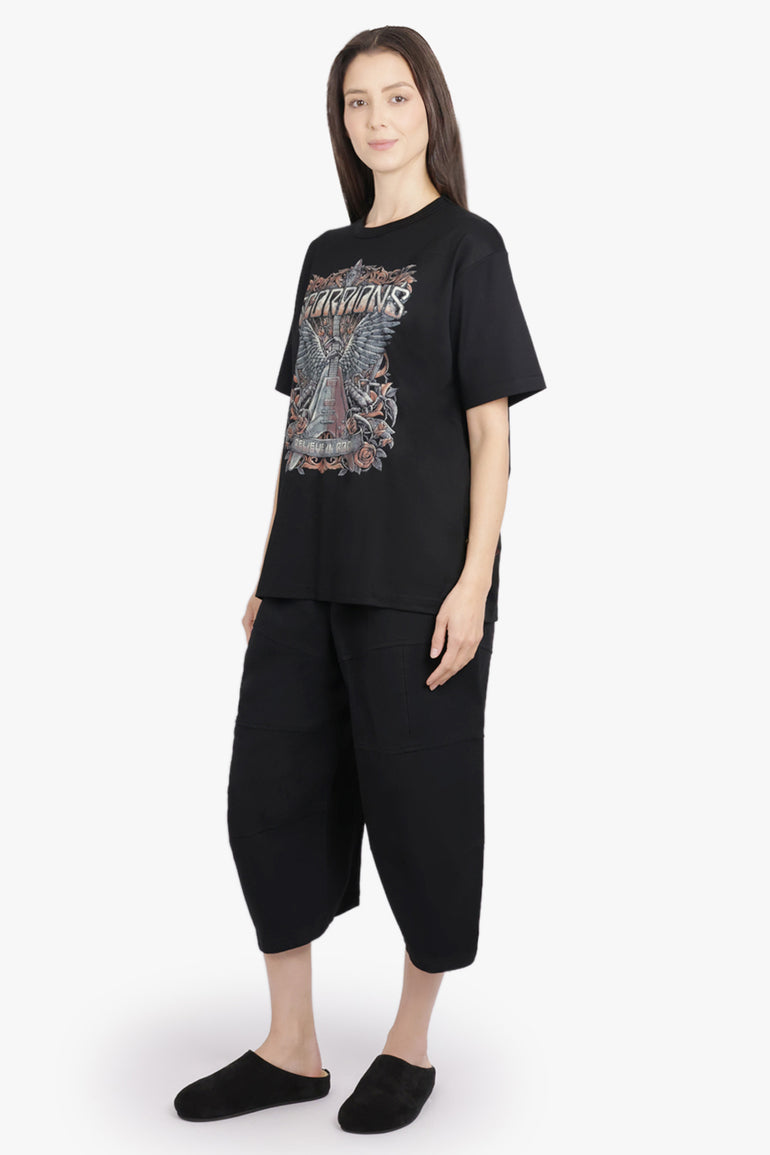 COMME DES GARCONS BLACK RTW Panelled Elastic Waist Crop Leg Pant | Black