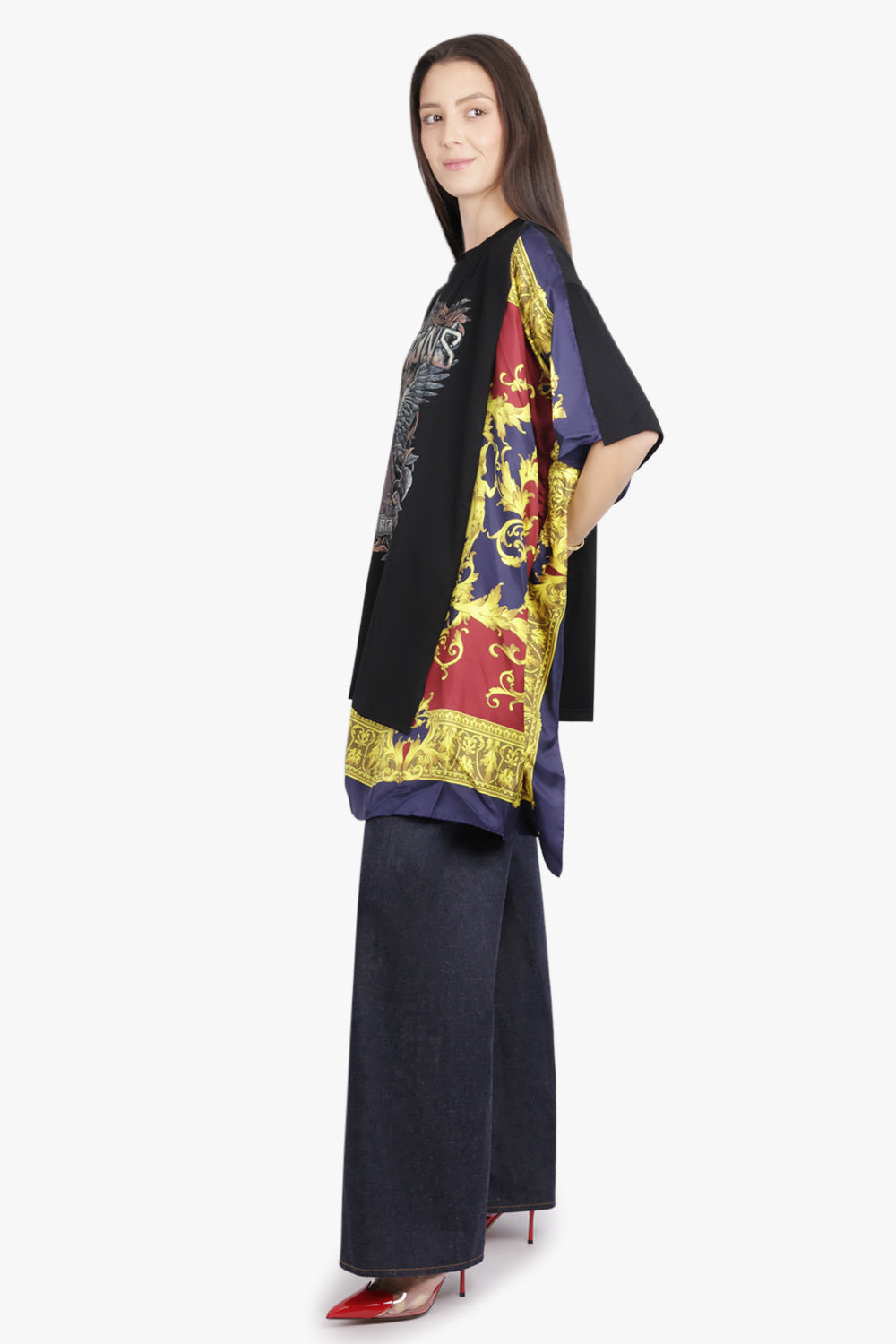 JUNYA WATANABE RTW Scorpions X Versace Scarf Panel S/S T-Shirt | Black/Multi