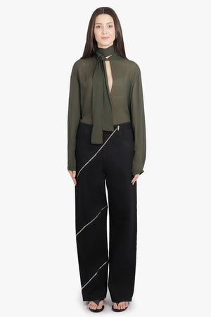 ALAIA RTW Scarf Neck L/S Blouse | Olive Green