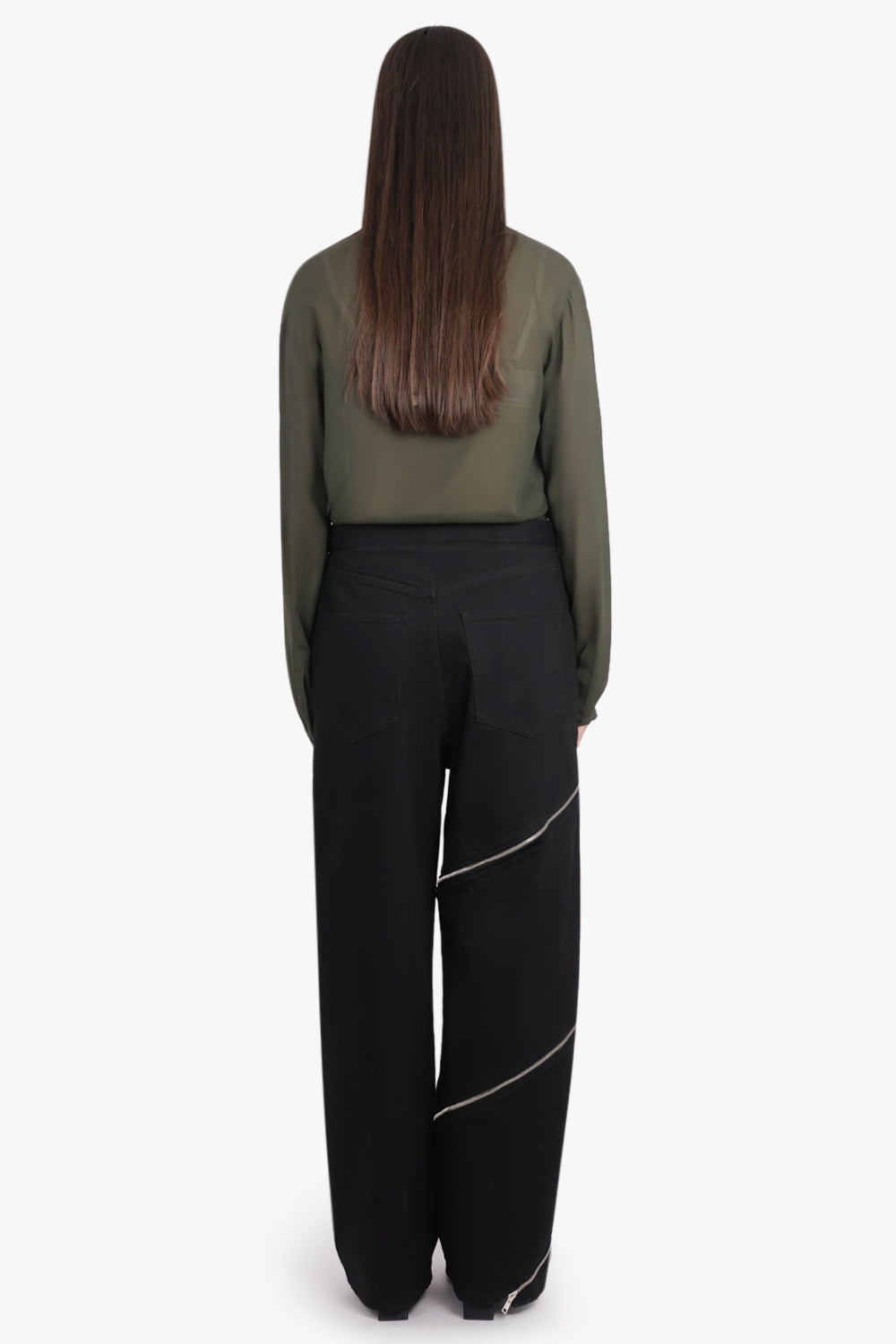 ALAIA RTW Scarf Neck L/S Blouse | Olive Green