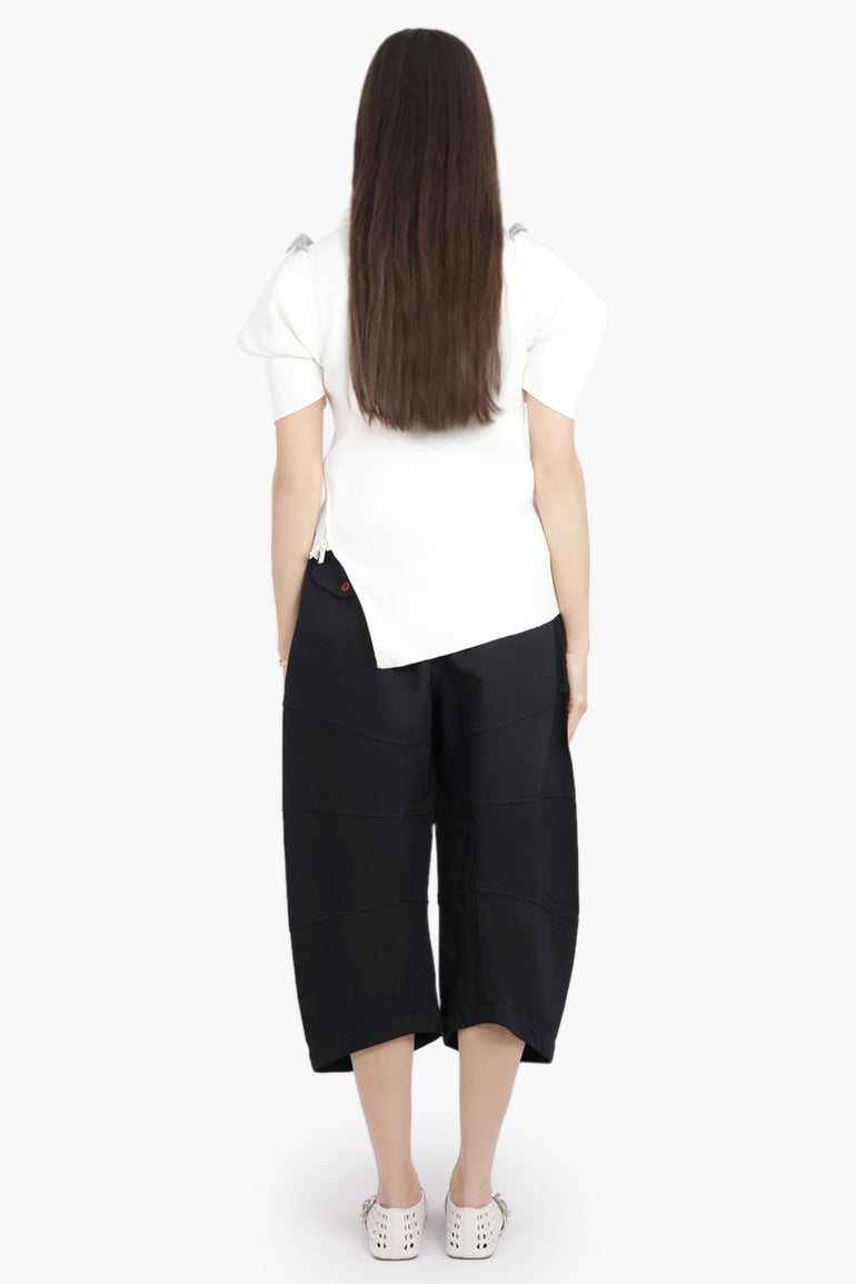 COMME DES GARCONS BLACK RTW Panelled Elastic Waist Crop Leg Pant | Black