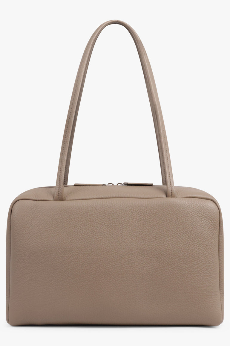 THE ROW BAGS Neutral / Smoked Taupe Astra Grain Shoulder Bowling Bag | Smoked Taupe