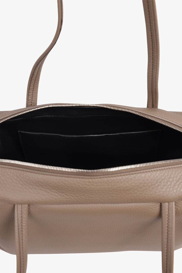 THE ROW BAGS Neutral / Smoked Taupe Astra Grain Shoulder Bowling Bag | Smoked Taupe