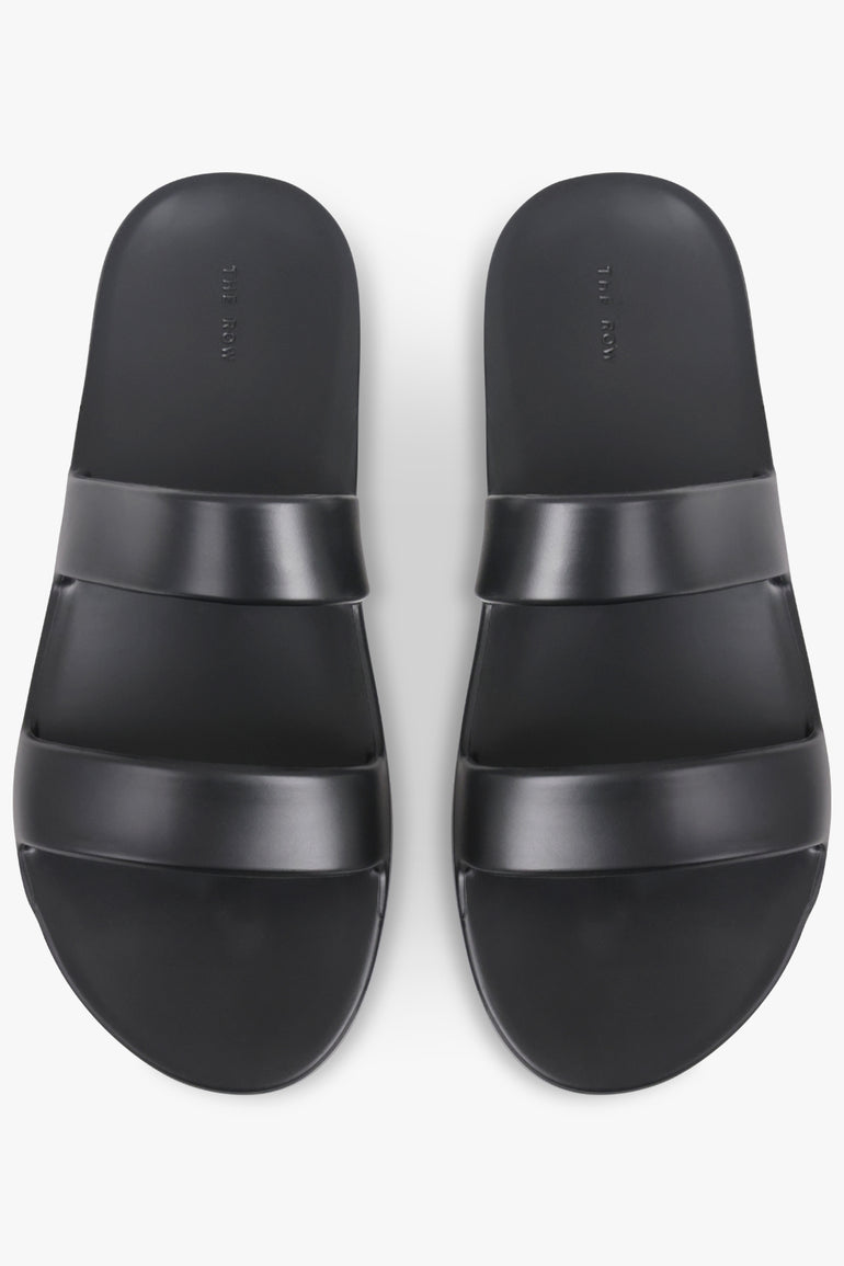 THE ROW SHOES Foam Double Strap Slide | Black