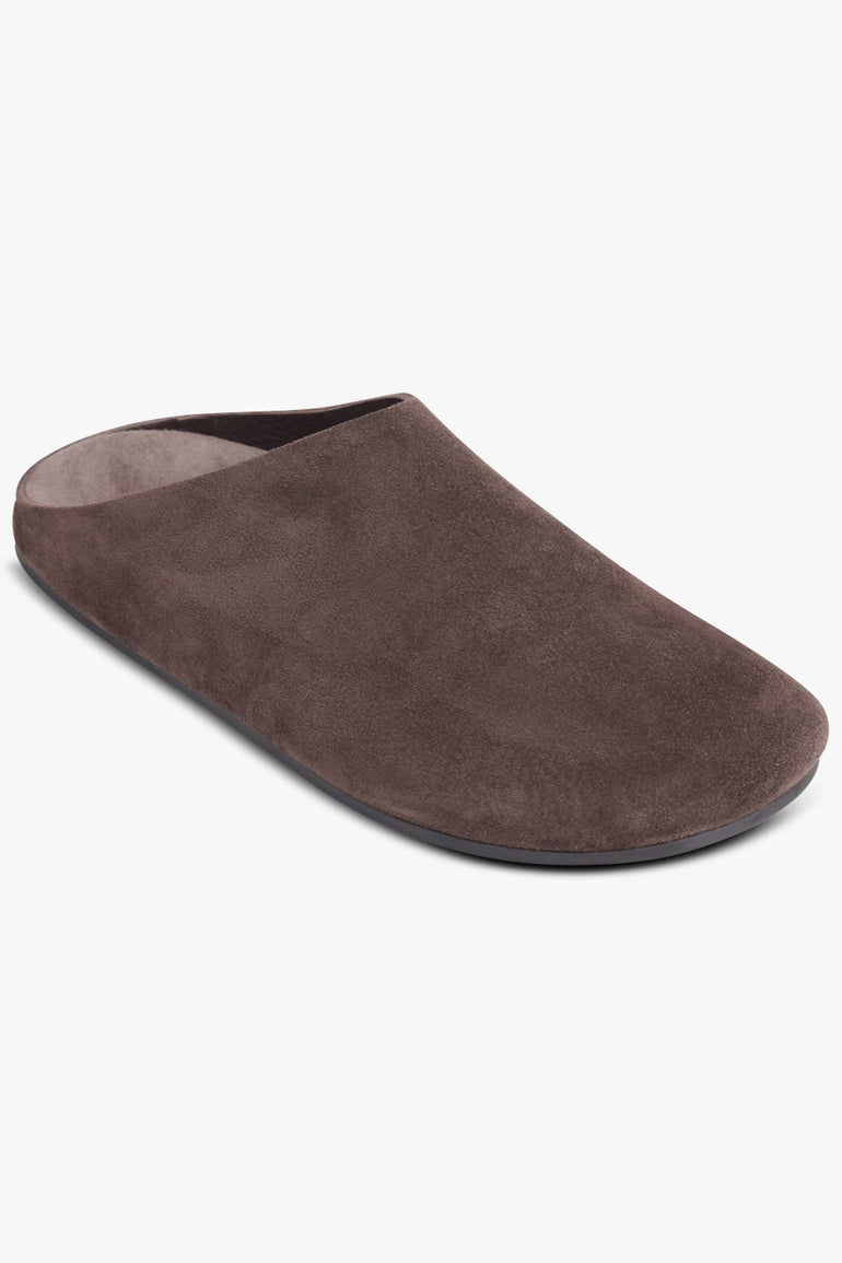 THE ROW SHOES Hudson Suede Slide | Lacquer Brown