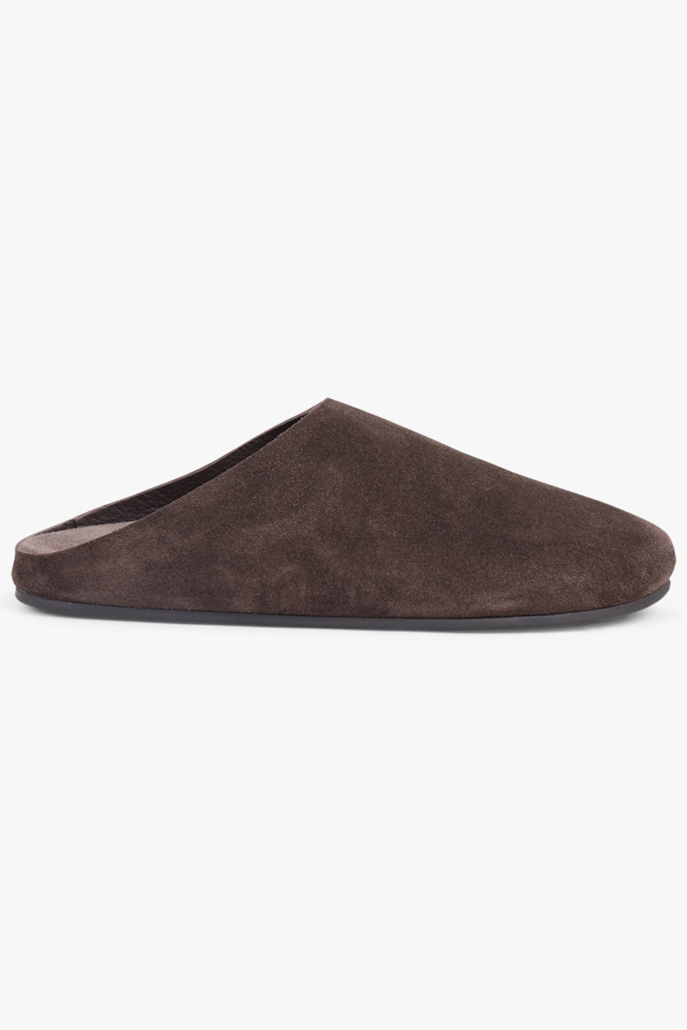 THE ROW SHOES Hudson Suede Slide | Lacquer Brown