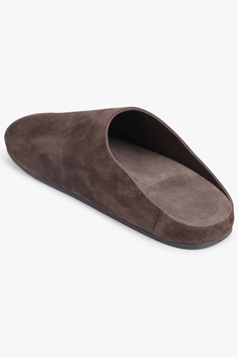 THE ROW SHOES Hudson Suede Slide | Lacquer Brown