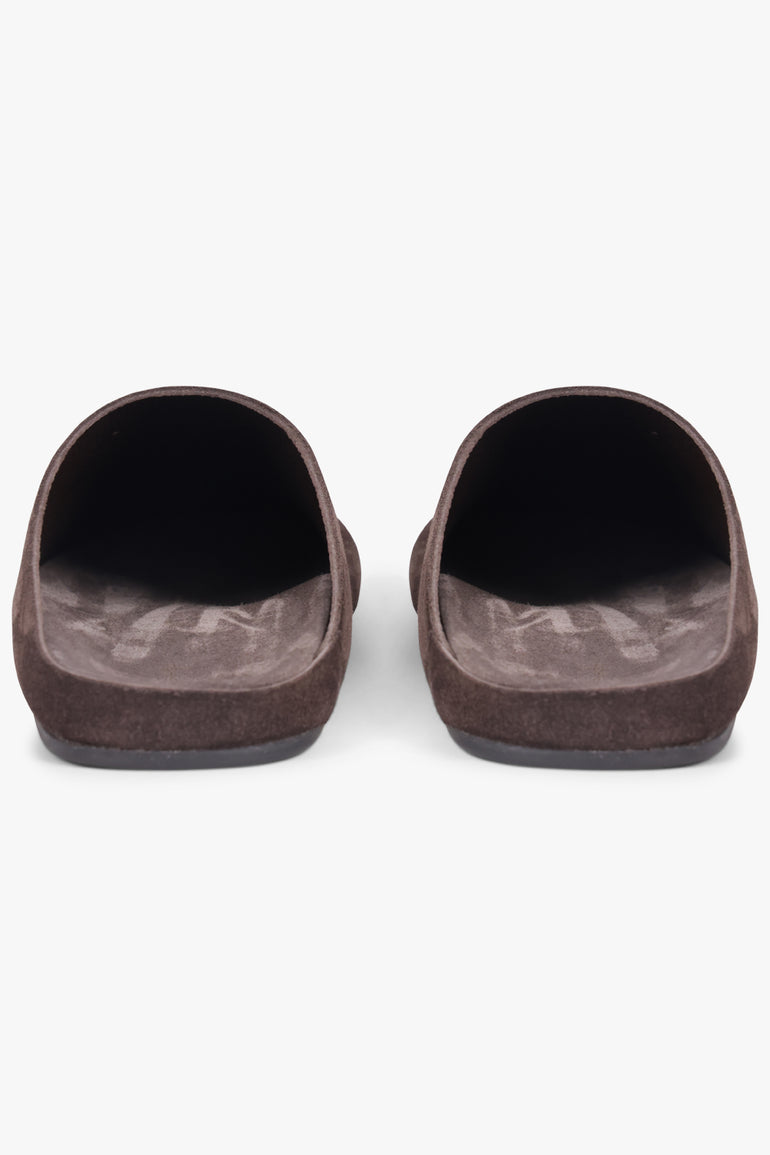THE ROW SHOES Hudson Suede Slide | Lacquer Brown