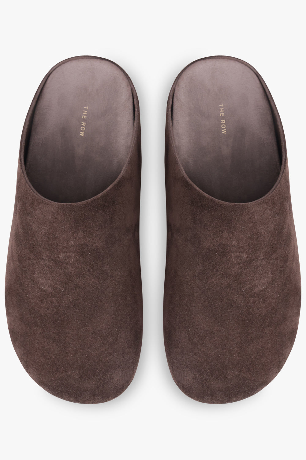 THE ROW SHOES Hudson Suede Slide | Lacquer Brown