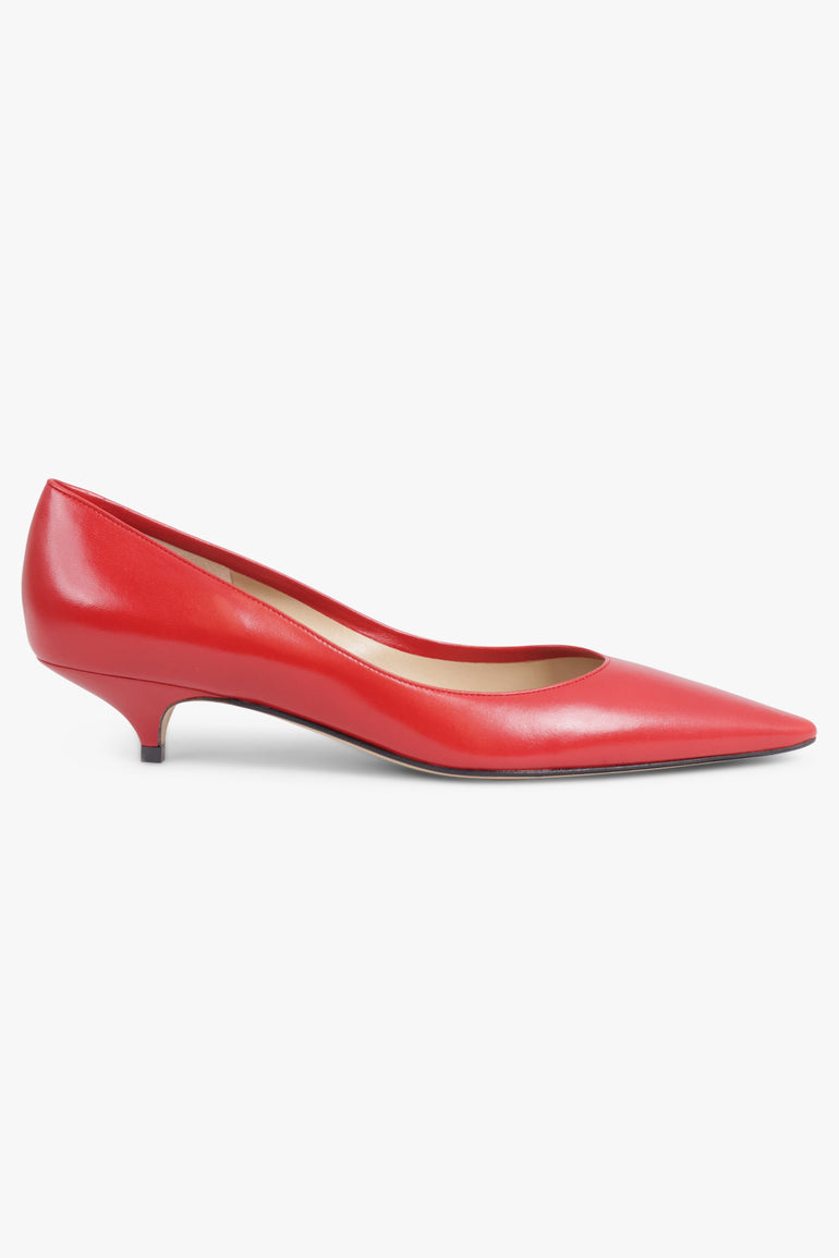 THE ROW SHOES Liisa 40MM Kitten Pump Heel | Lacquer Red