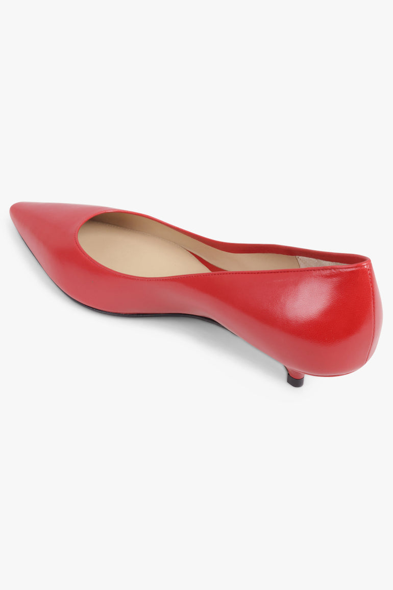 THE ROW SHOES Liisa 40MM Kitten Pump Heel | Lacquer Red