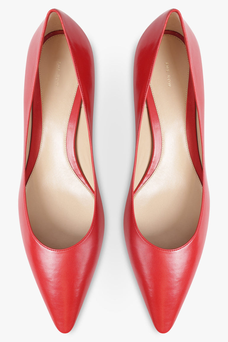THE ROW SHOES Liisa 40MM Kitten Pump Heel | Lacquer Red