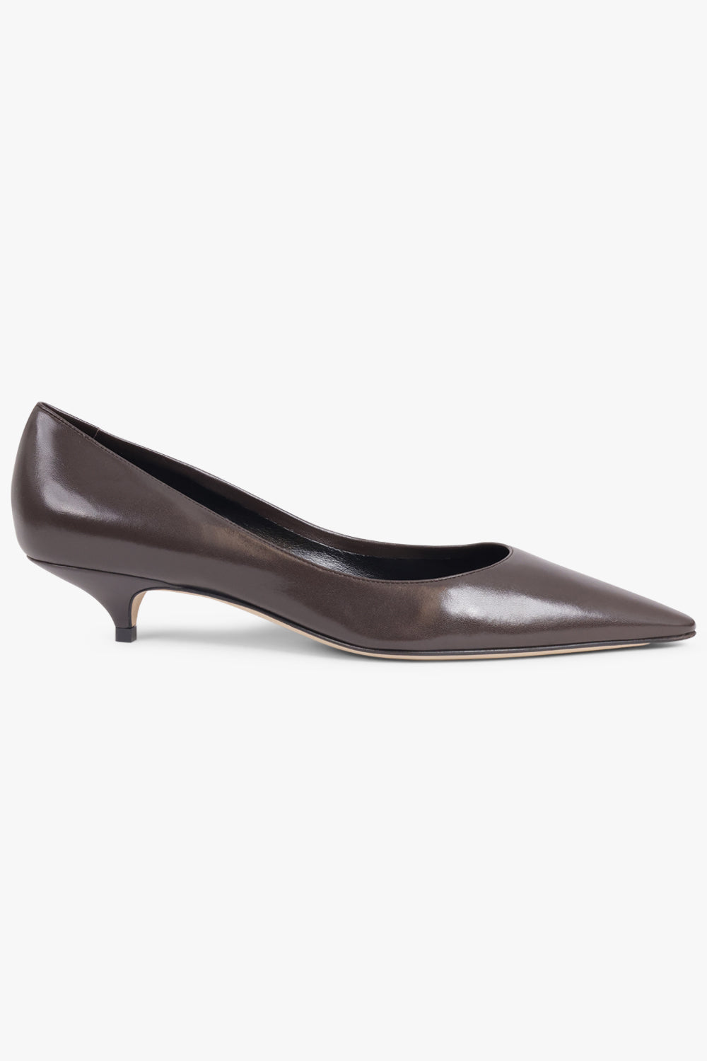 THE ROW SHOES Liisa 40MM Kitten Pump Heel | Lacquer Brown