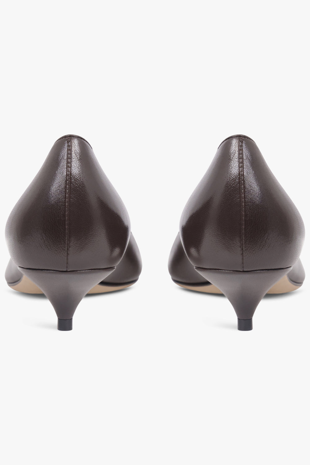 THE ROW SHOES Liisa 40MM Kitten Pump Heel | Lacquer Brown