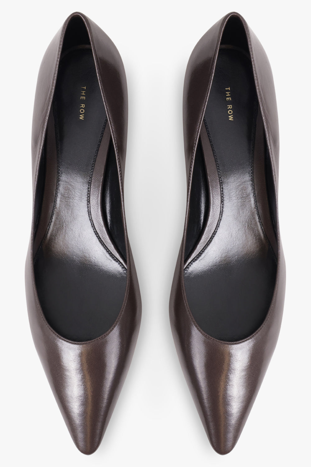 THE ROW SHOES Liisa 40MM Kitten Pump Heel | Lacquer Brown