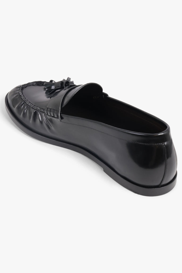 THE ROW SHOES Mens Style Shiny Tassel Loafer | Black