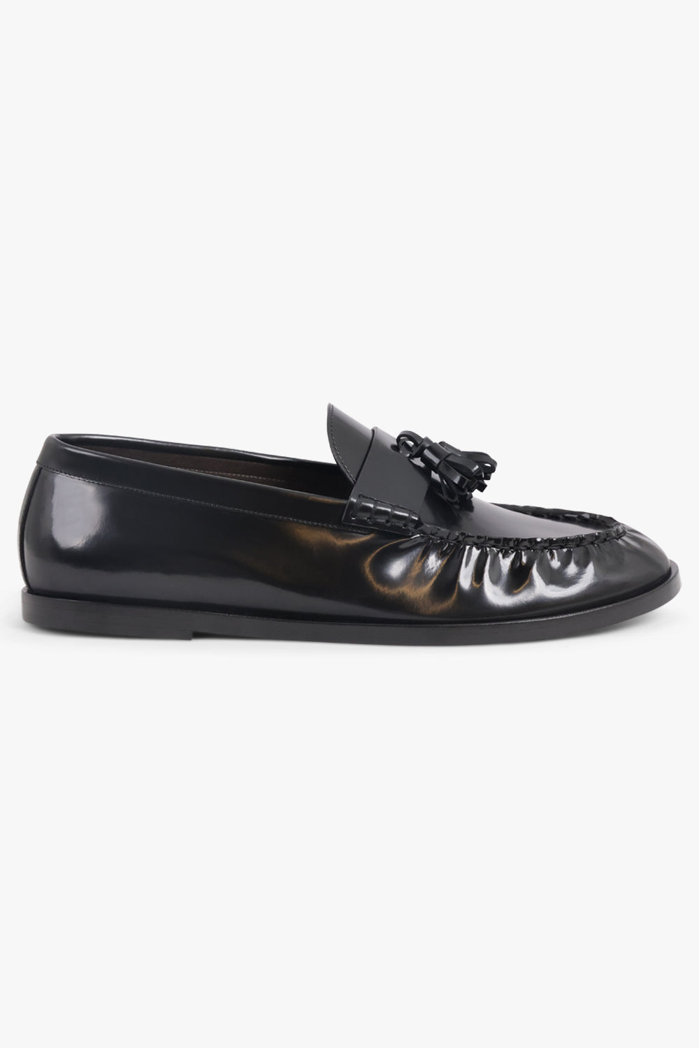 THE ROW SHOES Mens Style Shiny Tassel Loafer | Black