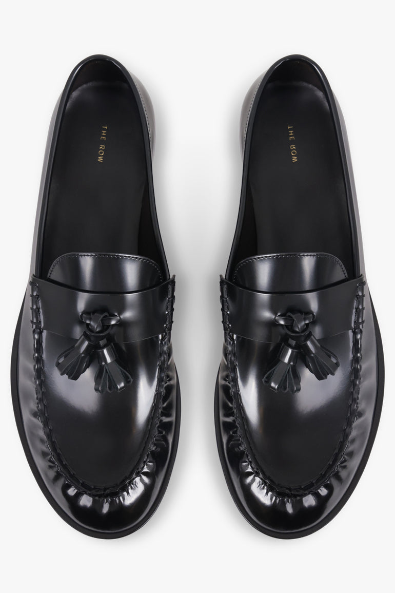 THE ROW SHOES Mens Style Shiny Tassel Loafer | Black