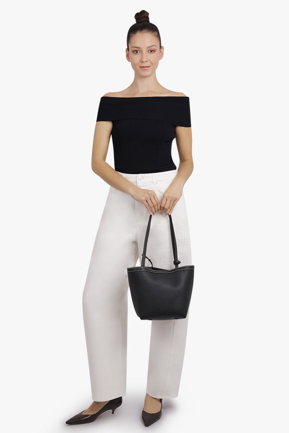 THE ROW BAGS Black / Black Medium Park Tote with Contrast Stitch | Black