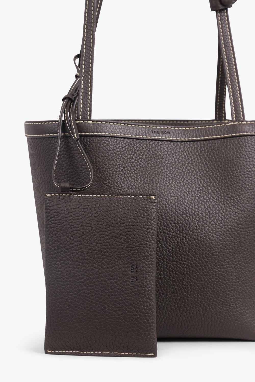 THE ROW BAGS Brown / Dark Brown Medium Park Tote with Contrast Stitch | Dark Brown