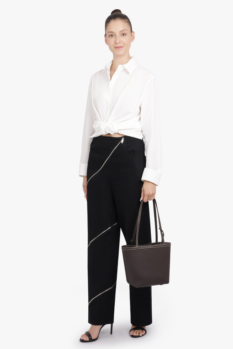 THE ROW BAGS Brown / Dark Brown Medium Park Tote with Contrast Stitch | Dark Brown