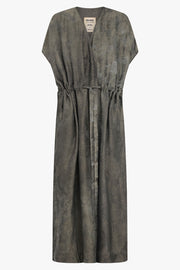 UMA WANG RTW Acre Relaxed Tie Waist Midi Dress | Dark Green