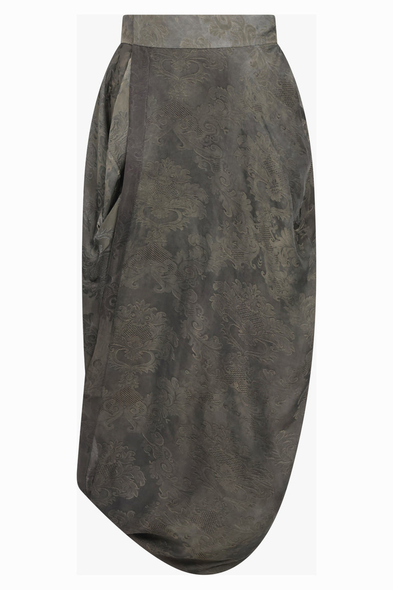 UMA WANG RTW Gink Floral Print Asymmetric Midi Skirt | Dark Green