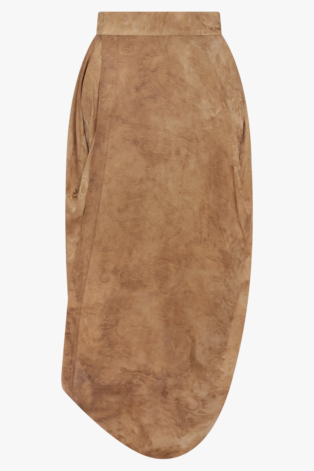 UMA WANG RTW Gink Floral Print Asymmetric Midi Skirt | Mustard