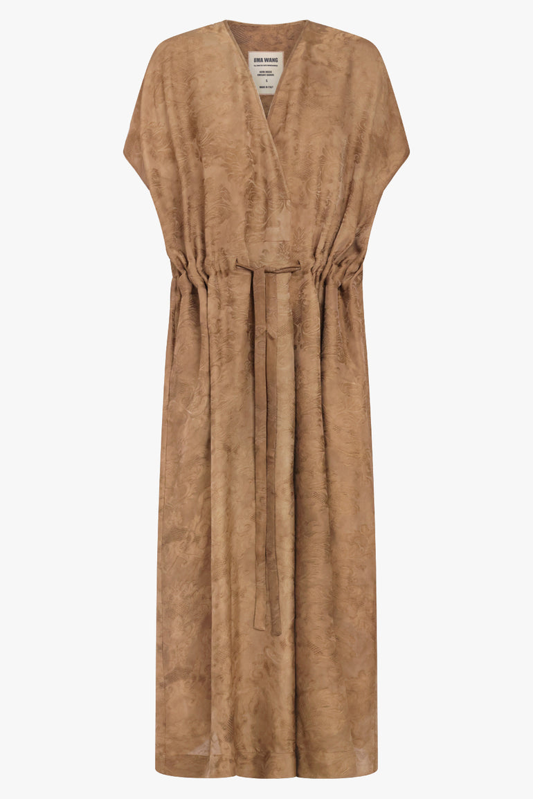 UMA WANG RTW Acre Relaxed Tie Waist Midi Dress | Mustard