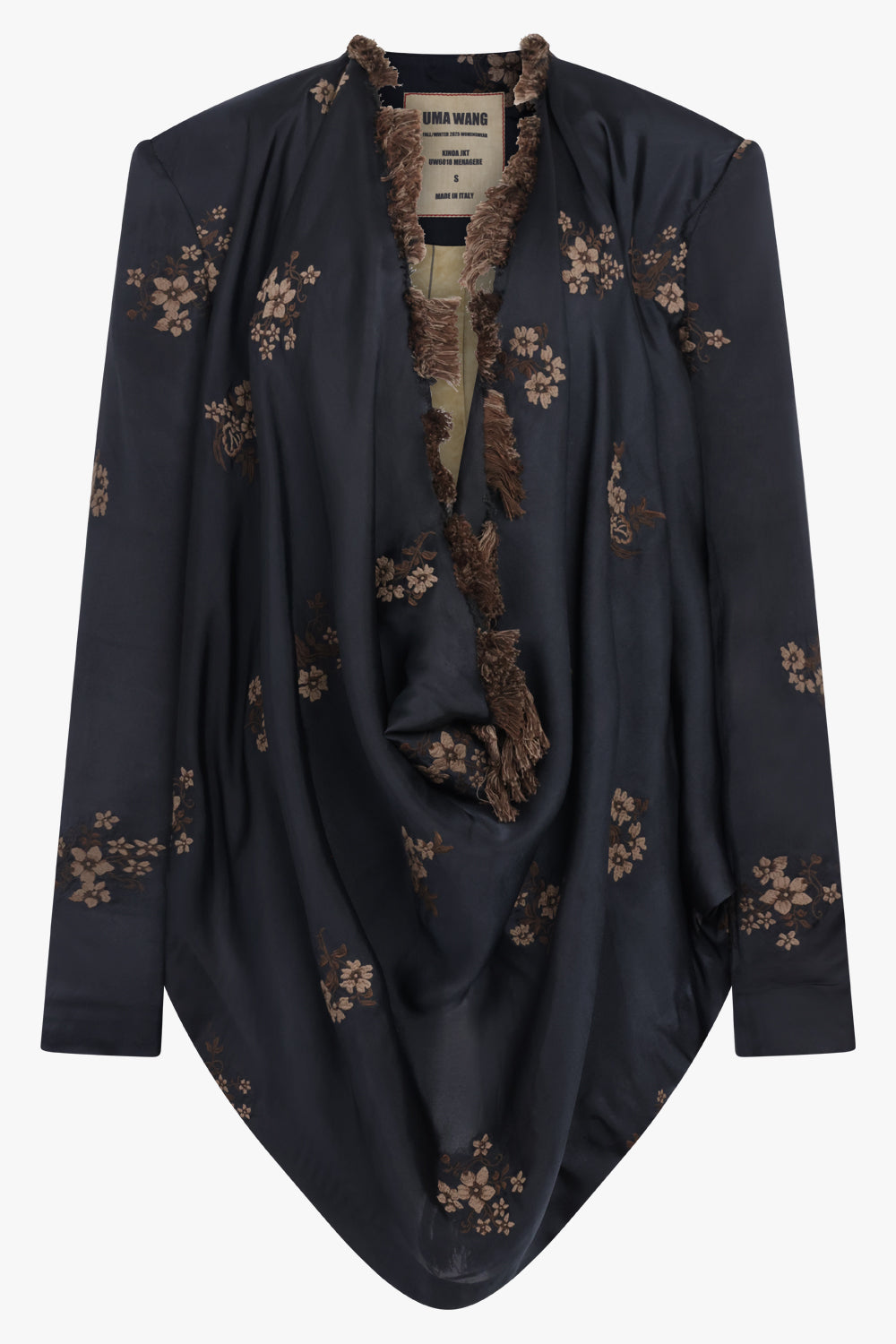 UMA WANG RTW Kinoa Floral Embroid Jacket | Black/Tan