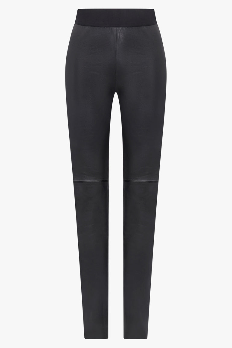 UMA WANG RTW Long Leather Leggings | Black