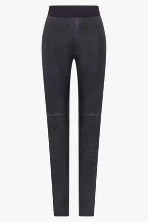 UMA WANG RTW Long Leather Leggings | Black