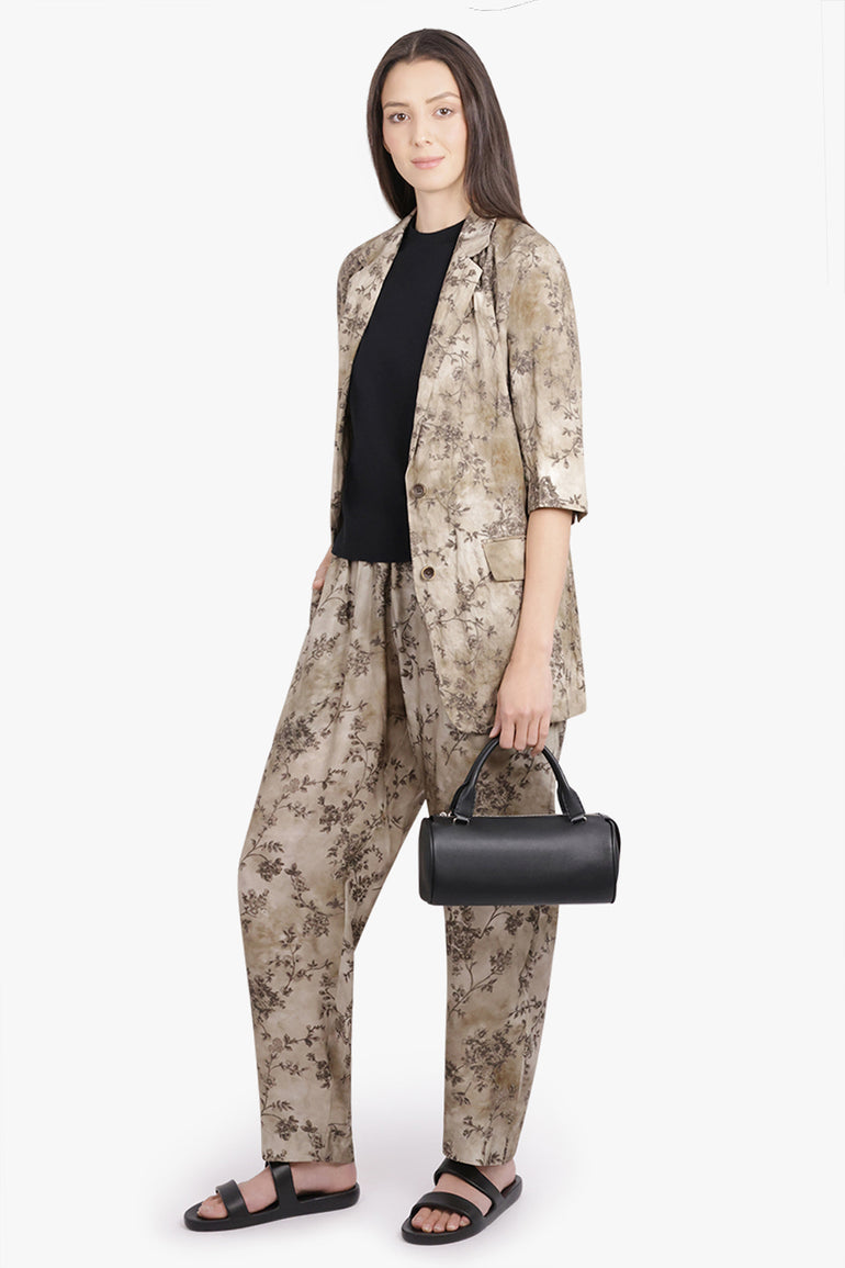 UMA WANG RTW Kaly Floral Print Relaxed Crinkle Jacket | Smoke White/Grey