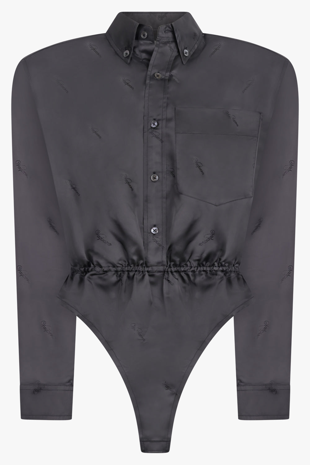 VAQUERA RTW L/S Bodysuit Shirt With Peplum Waist | Dark Grey