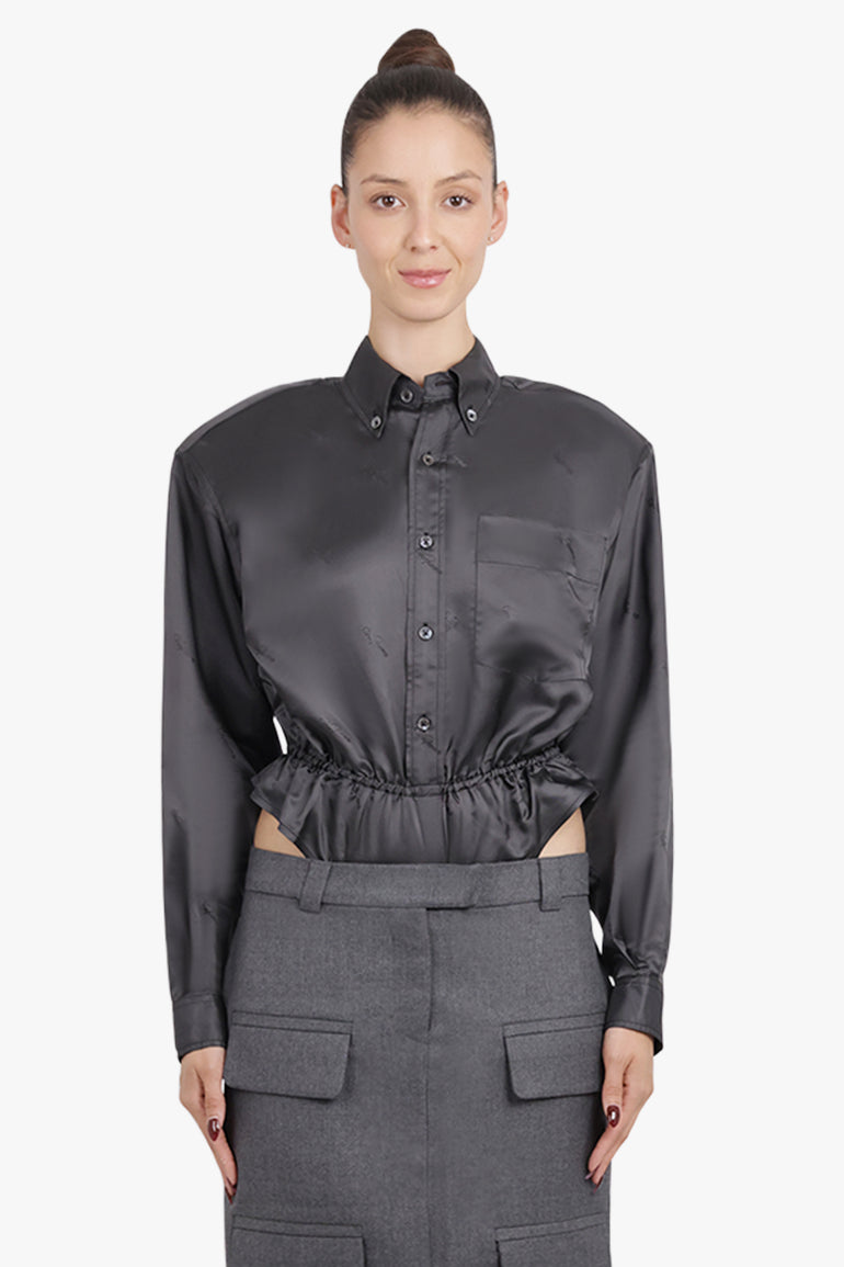 VAQUERA RTW L/S Bodysuit Shirt With Peplum Waist | Dark Grey